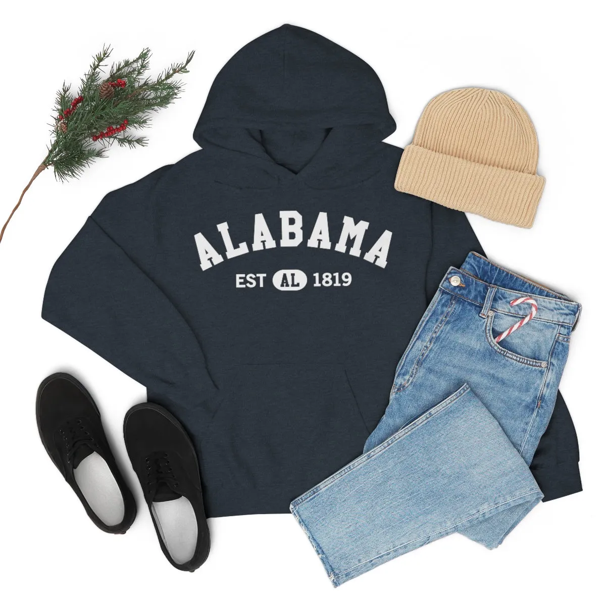 Alabama AL State Hoodie, I Love Alabama Retro Vintage Men Women Hooded Sweatshirt Pride Patriotic USA Gifts Hiking Pullover