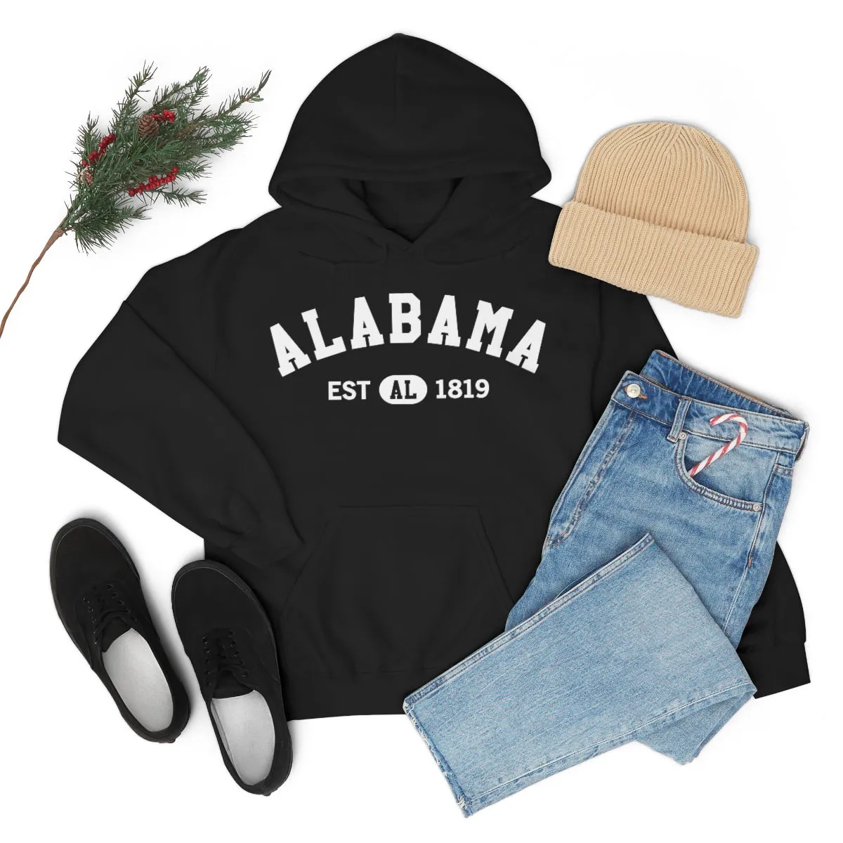 Alabama AL State Hoodie, I Love Alabama Retro Vintage Men Women Hooded Sweatshirt Pride Patriotic USA Gifts Hiking Pullover