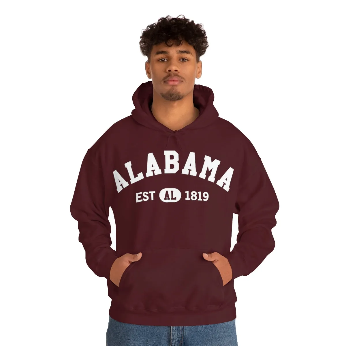 Alabama AL State Hoodie, I Love Alabama Retro Vintage Men Women Hooded Sweatshirt Pride Patriotic USA Gifts Hiking Pullover