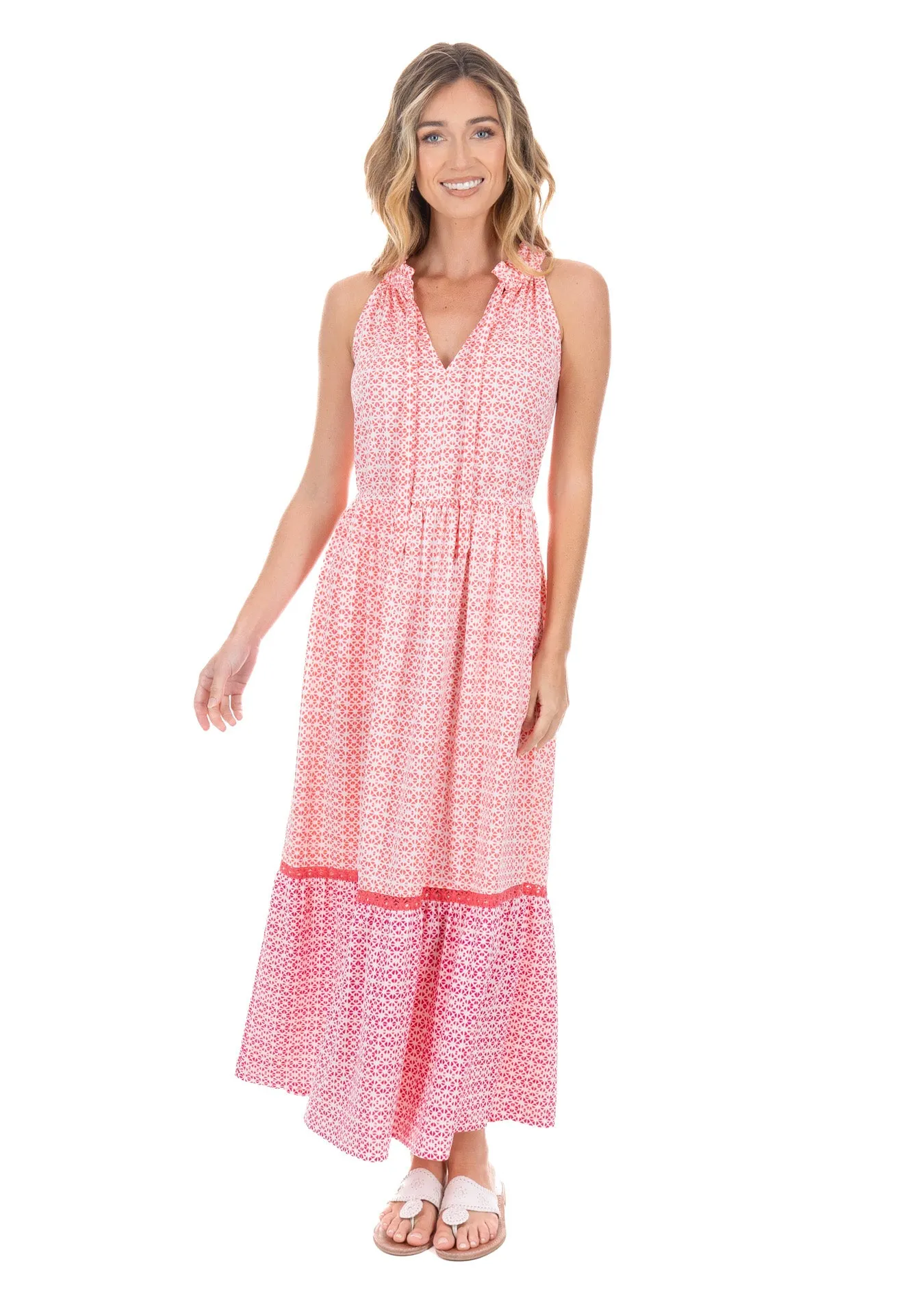 Algarve Tie Neck Maxi Dress