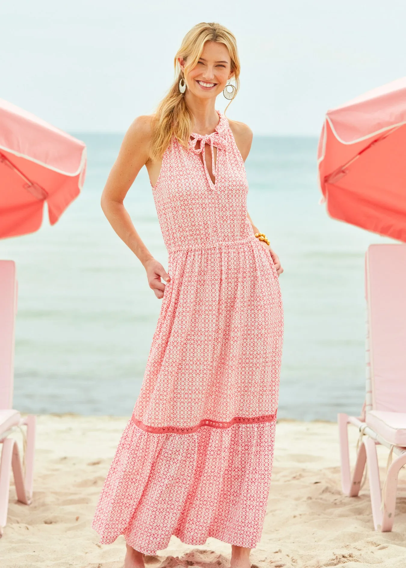 Algarve Tie Neck Maxi Dress