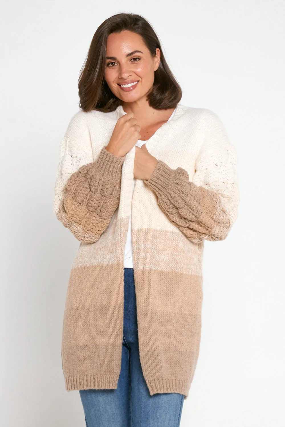 Benita Knit Cardi - Latte Ombre