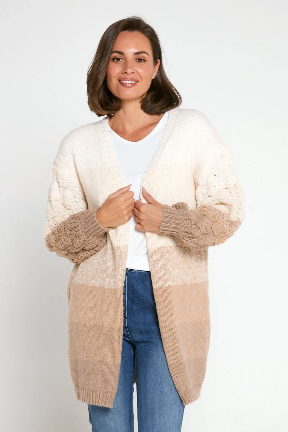 Benita Knit Cardi - Latte Ombre