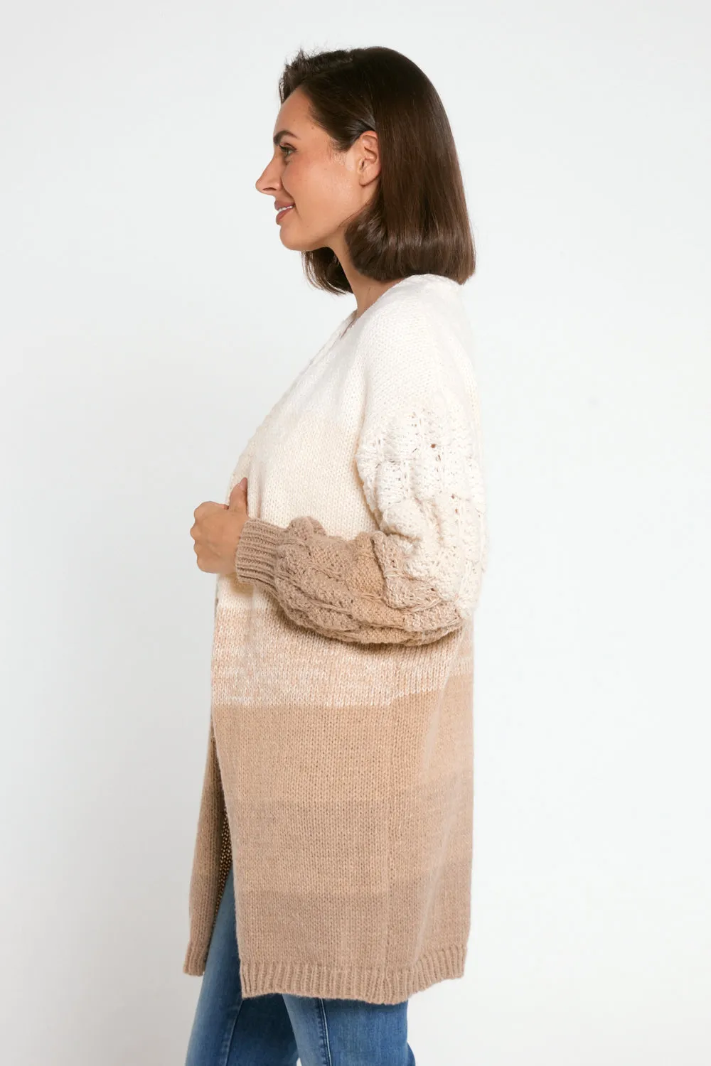 Benita Knit Cardi - Latte Ombre