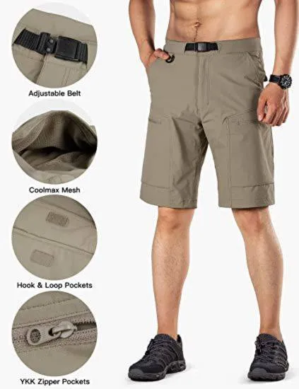 BLITZ Men's Quick Dry Tactical Shorts w/ Built-in Belt