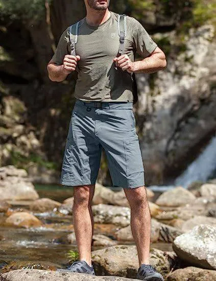 BLITZ Men's Quick Dry Tactical Shorts w/ Built-in Belt