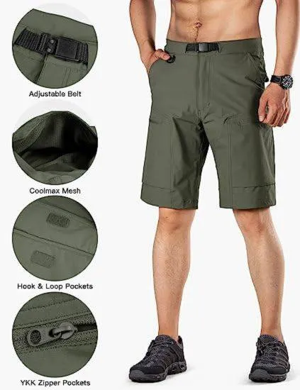 BLITZ Men's Quick Dry Tactical Shorts w/ Built-in Belt