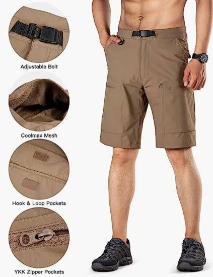 BLITZ Men's Quick Dry Tactical Shorts w/ Built-in Belt