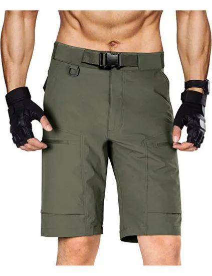 BLITZ Men's Quick Dry Tactical Shorts w/ Built-in Belt