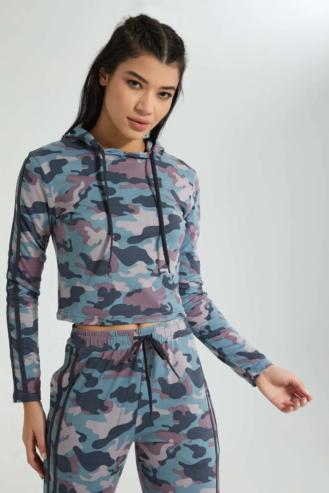 Blue Camo Hooded Sweatshirt