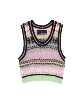 BOUSSOLE Fair Isle Jacquard Multi Color Vest