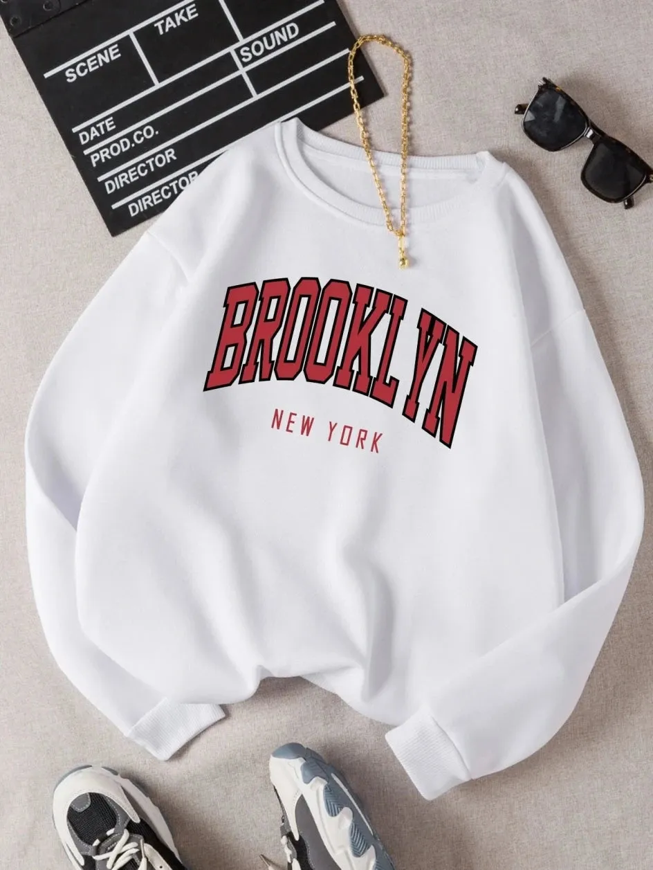 Brooklyn New Work Printed Hoodies Women Cotton Colorful Clothes  Basic Trend Hooded Tops Be Durable Harajuku Hoodie Womens