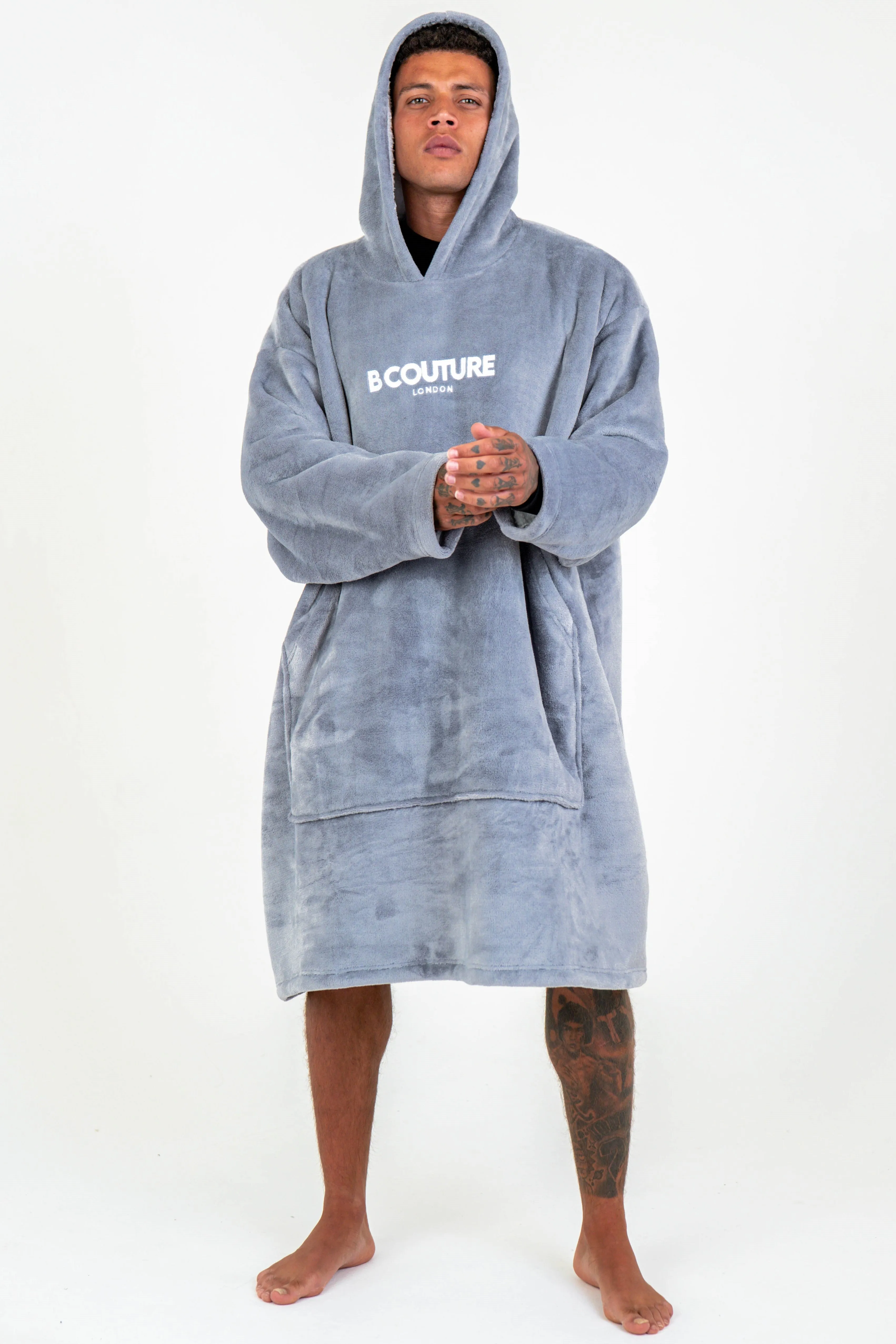 Brunswick Double Weight Fleece Blanket Hoodie - Grey