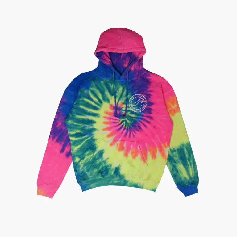 Brushed Wave Rainbow Tie Dye Hoodie