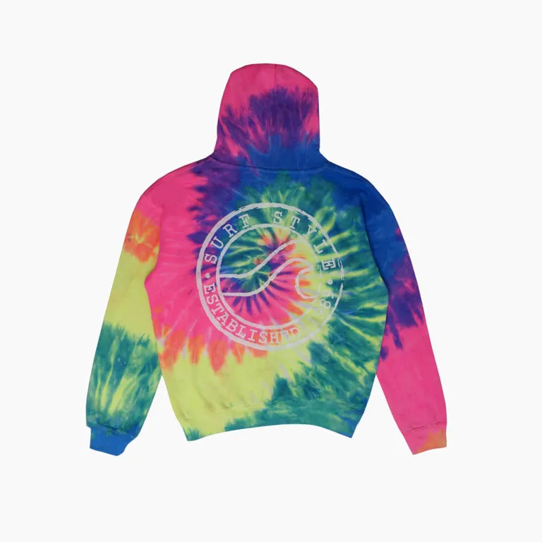 Brushed Wave Rainbow Tie Dye Hoodie