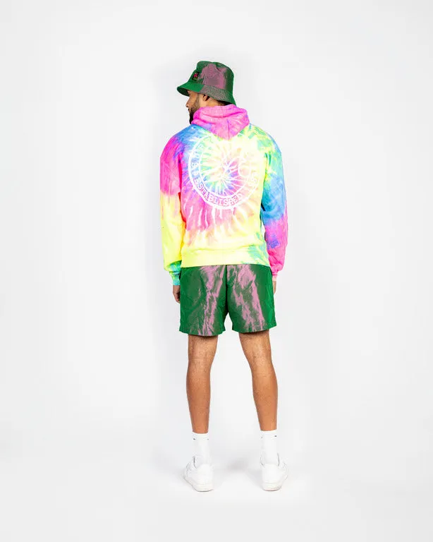 Brushed Wave Rainbow Tie Dye Hoodie