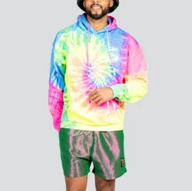 Brushed Wave Rainbow Tie Dye Hoodie