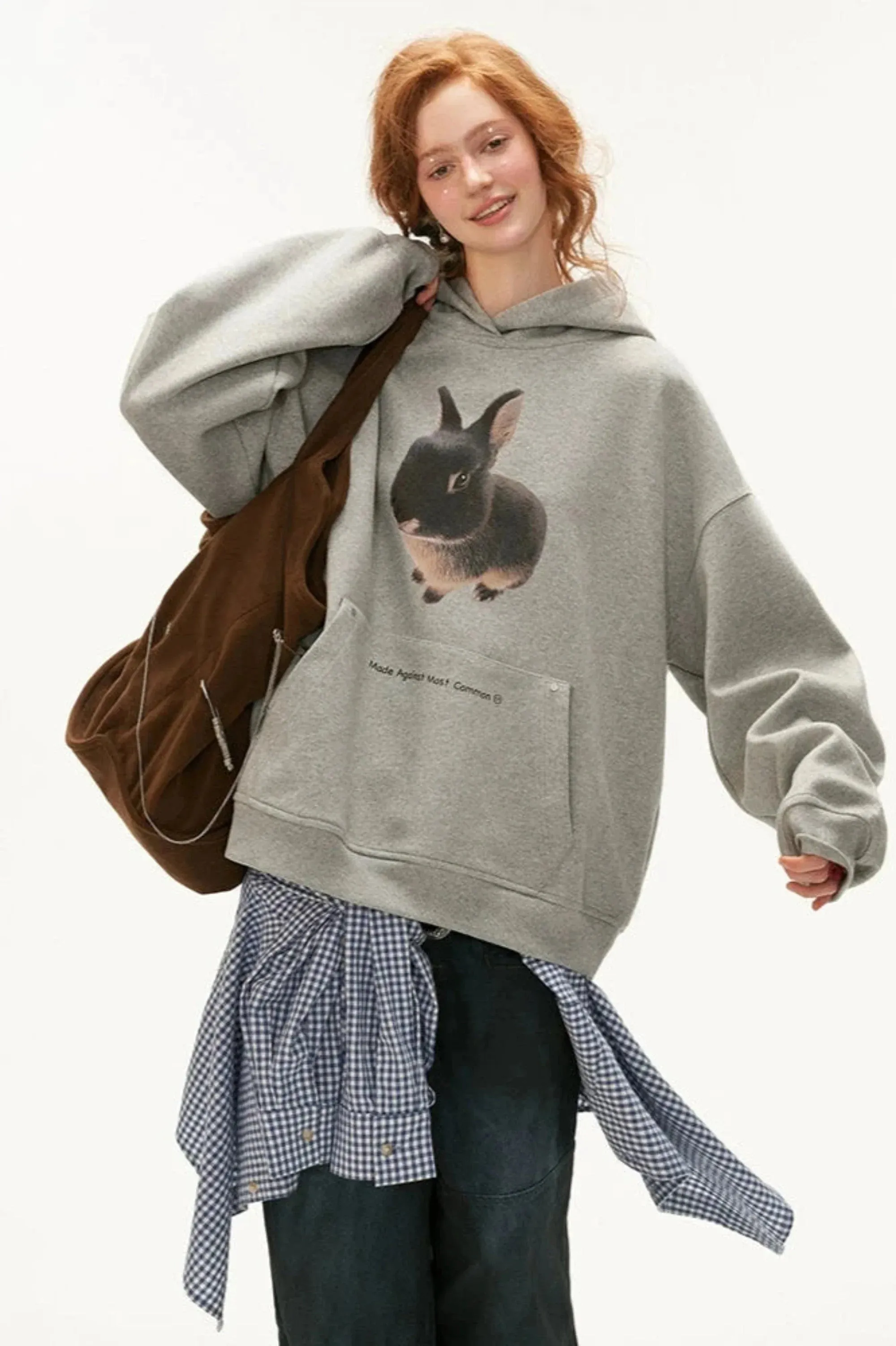 Bunny Print Oversized Hoodie