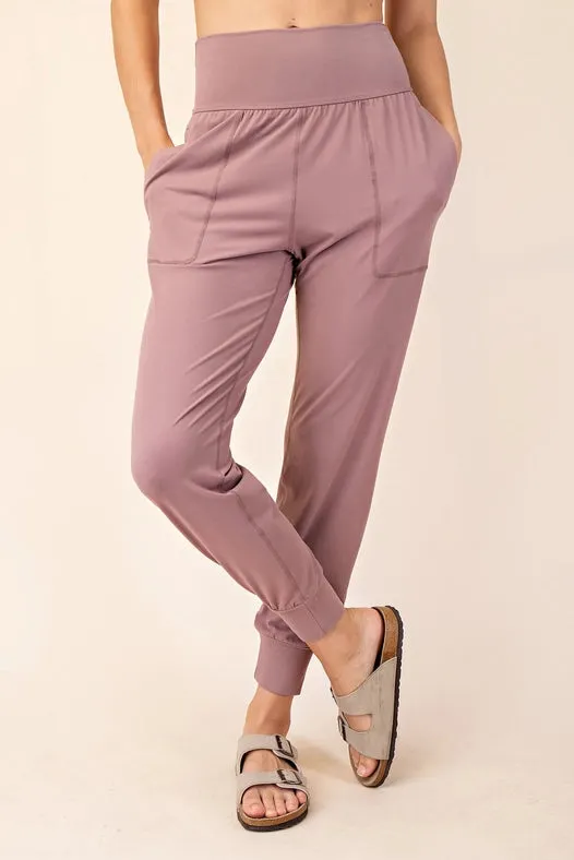 Butter Soft Joggers with Pockets clay rose