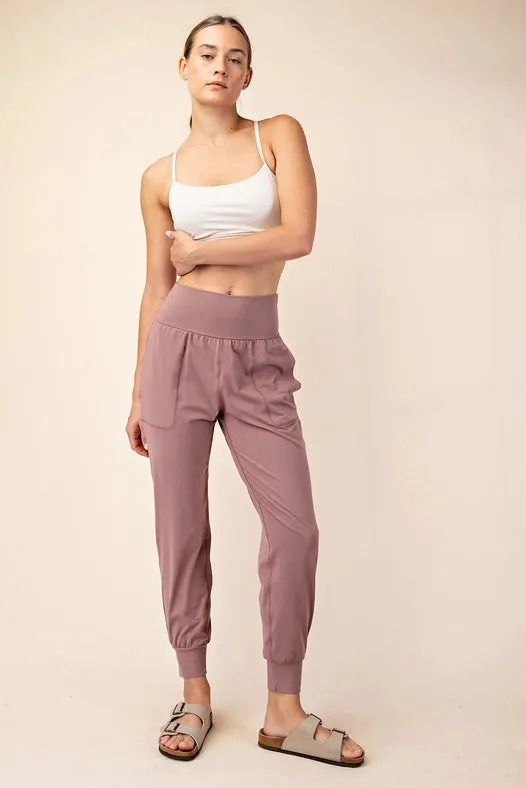 Butter Soft Joggers with Pockets clay rose