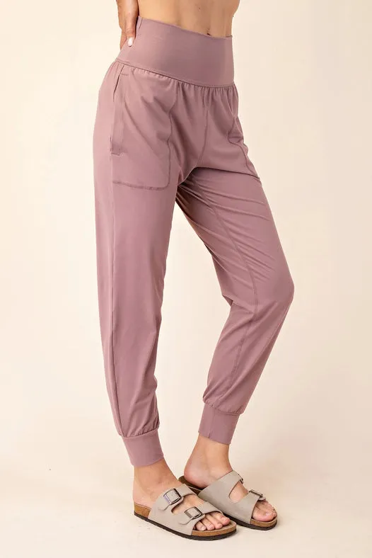 Butter Soft Joggers with Pockets clay rose