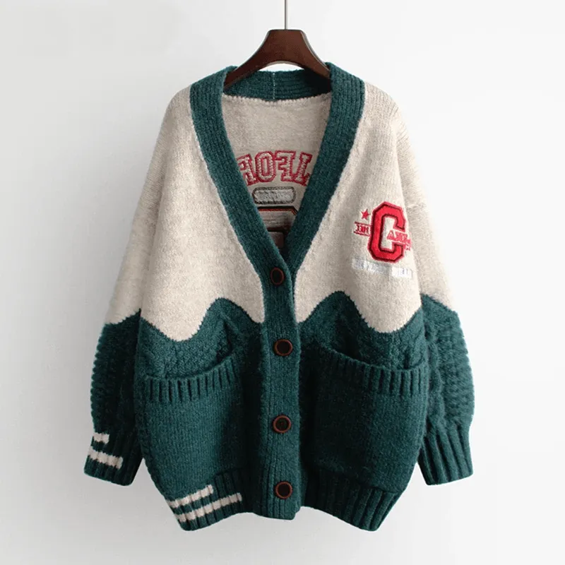 California Cheerleader Cardigan Women's Cardigan Embroidery Patchwork Sweater Jacket Kawaii Cute Girls Cardigan