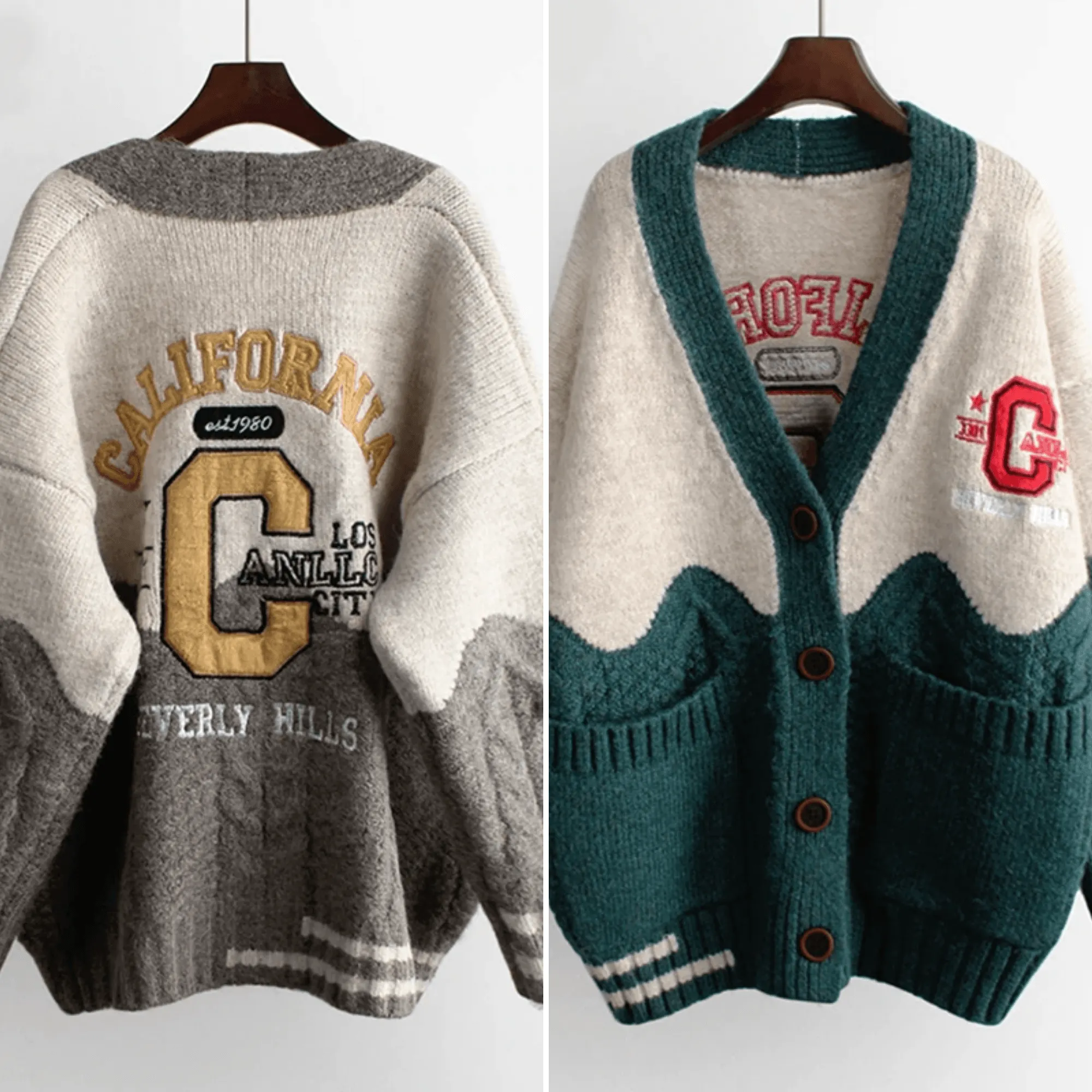 California Cheerleader Cardigan Women's Cardigan Embroidery Patchwork Sweater Jacket Kawaii Cute Girls Cardigan