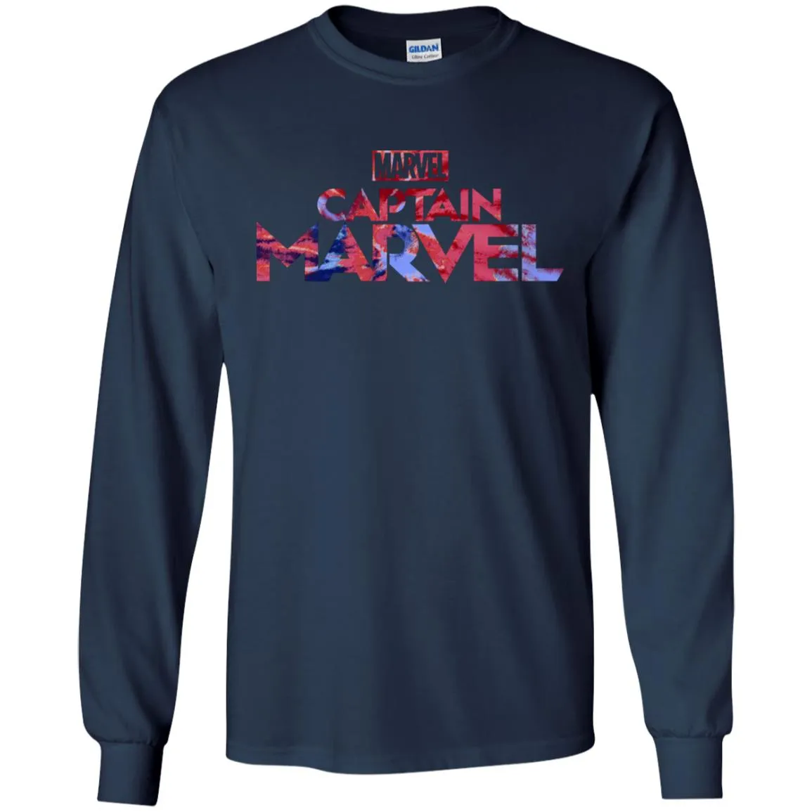 Captain Marvel Bold Tie Dye Movie Logo Men Long Sleeve Shirt