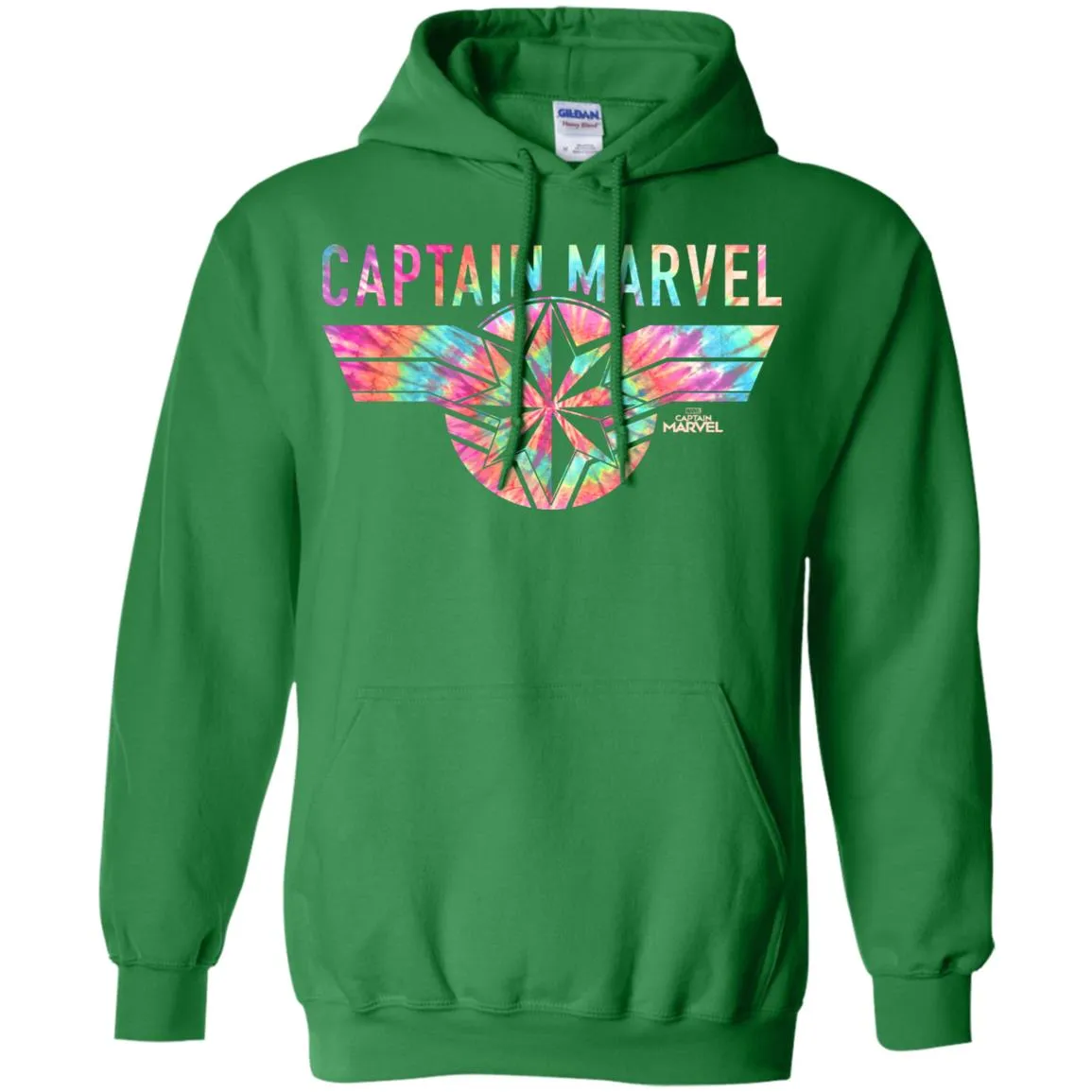 Captain Marvel Logo Banner Tie Dye Colors Pullover Hoodie Sweatshirt