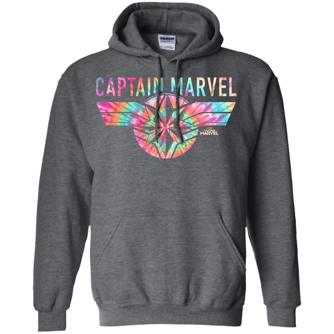 Captain Marvel Logo Banner Tie Dye Colors Pullover Hoodie Sweatshirt