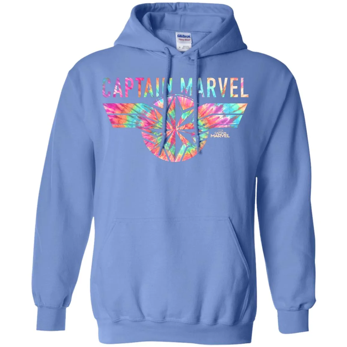 Captain Marvel Logo Banner Tie Dye Colors Pullover Hoodie Sweatshirt