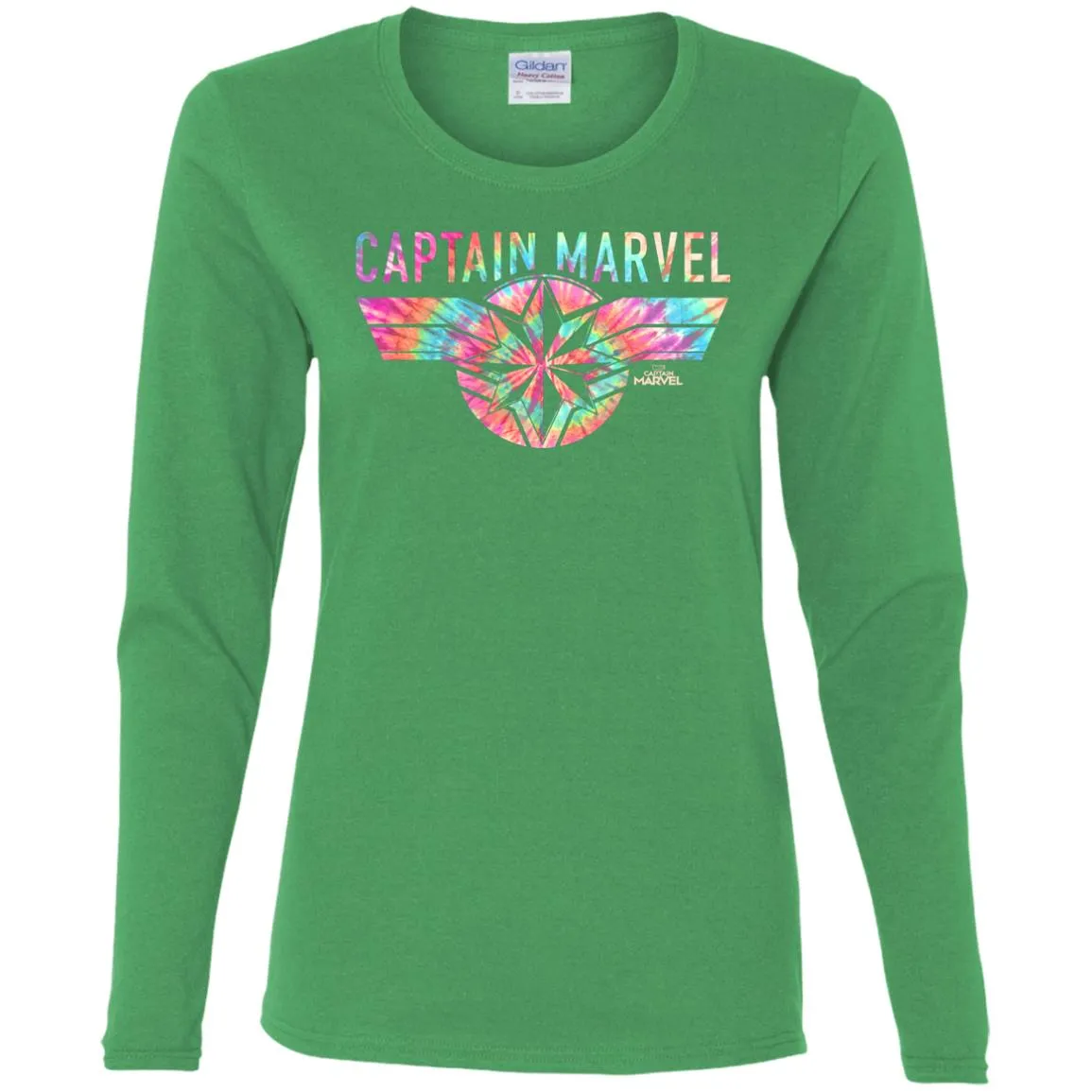 Captain Marvel Logo Banner Tie Dye Colors Women Long Sleeve Shirt