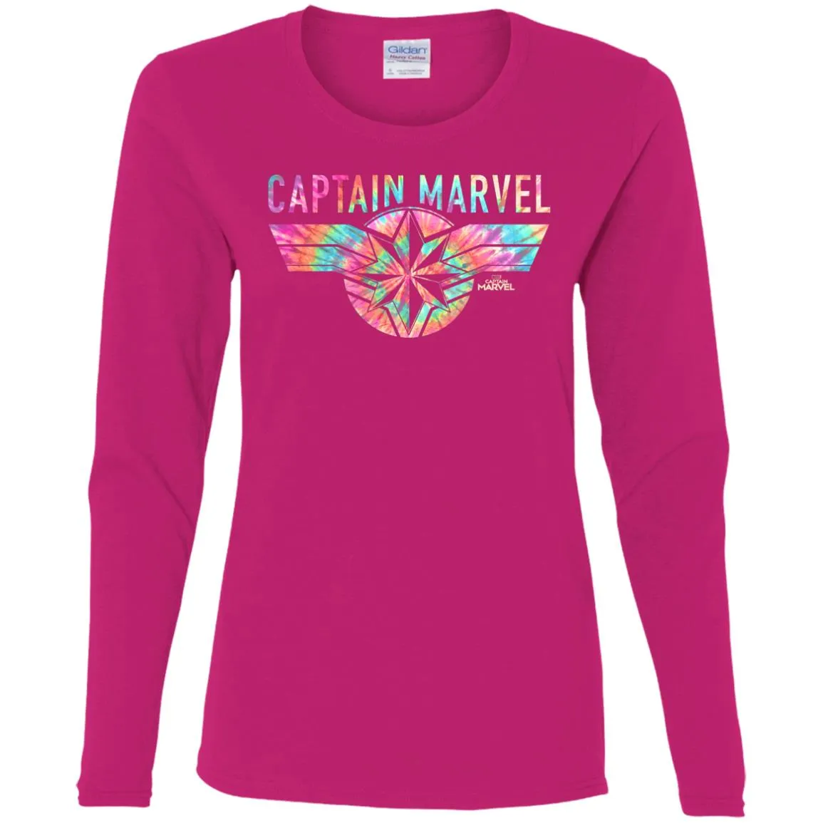 Captain Marvel Logo Banner Tie Dye Colors Women Long Sleeve Shirt