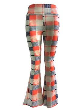 Casual Multi-color Printed Stretch Waist Women Flare Pants