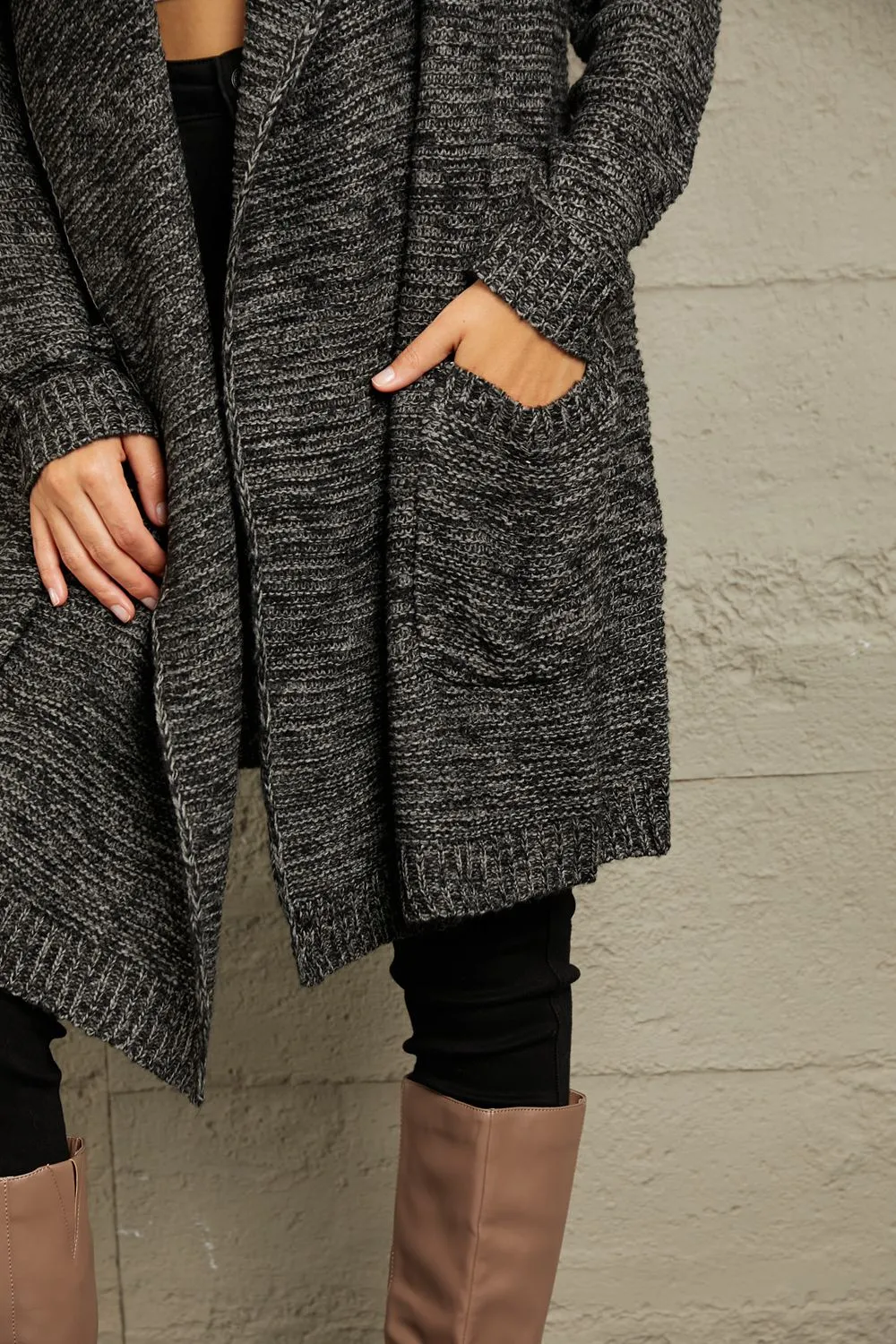 Charcoal Open Knit Cardigan Cardigan