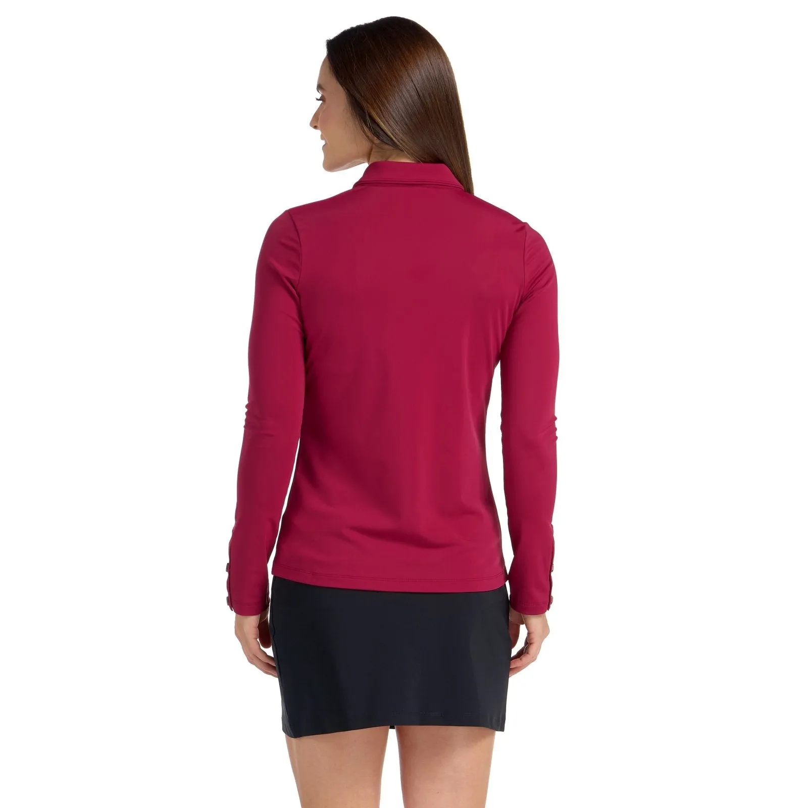 CLARA LONG SLEEVE CRIMSON GOLF SHIRT - FINAL SALE