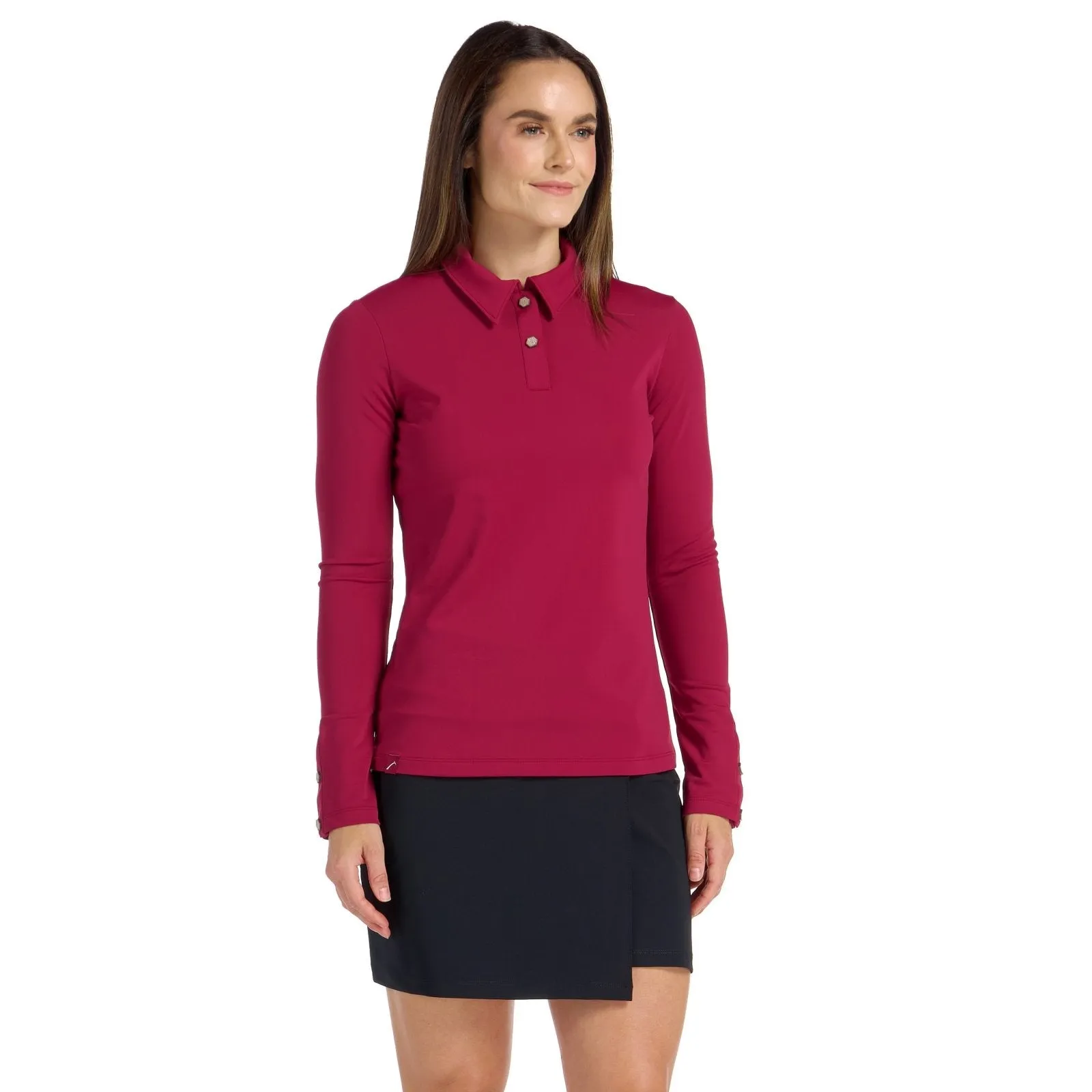 CLARA LONG SLEEVE CRIMSON GOLF SHIRT - FINAL SALE