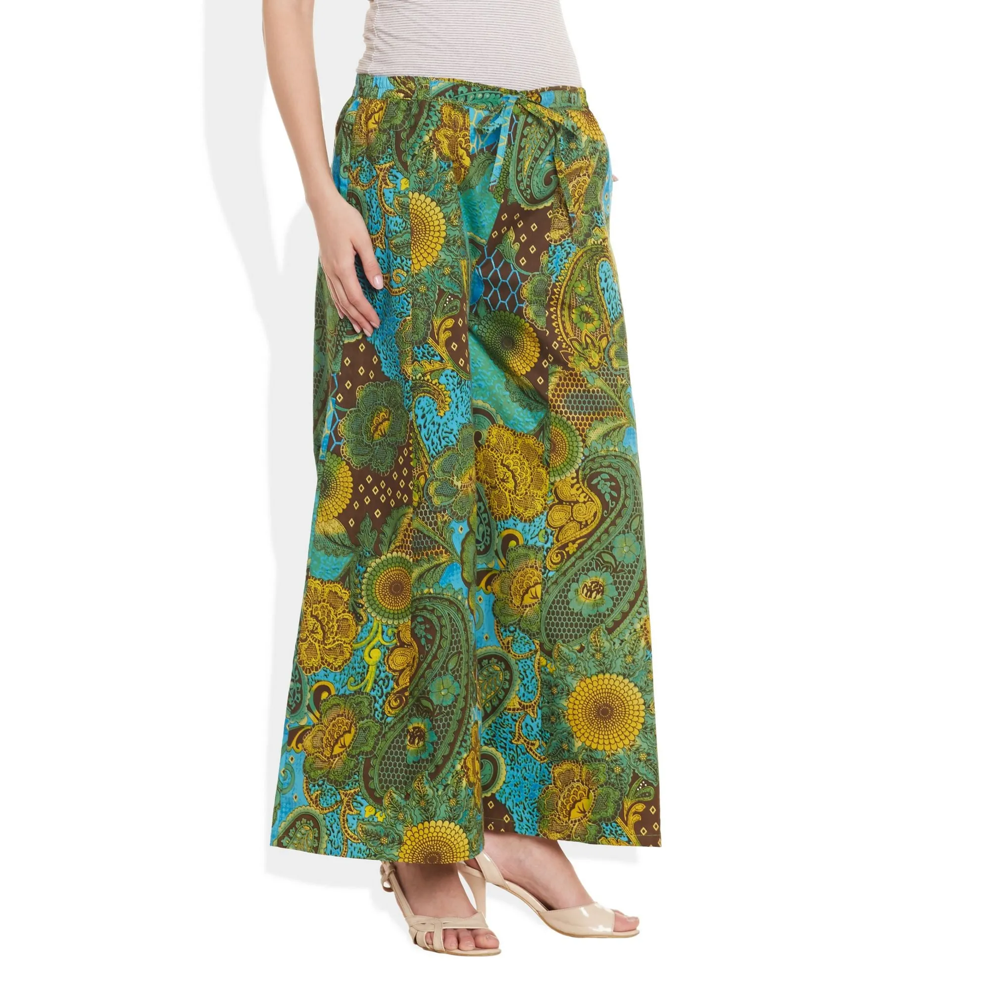 Cotton Printed Palazzo Pants For Women Indian,Small,W-CPLZS-2729