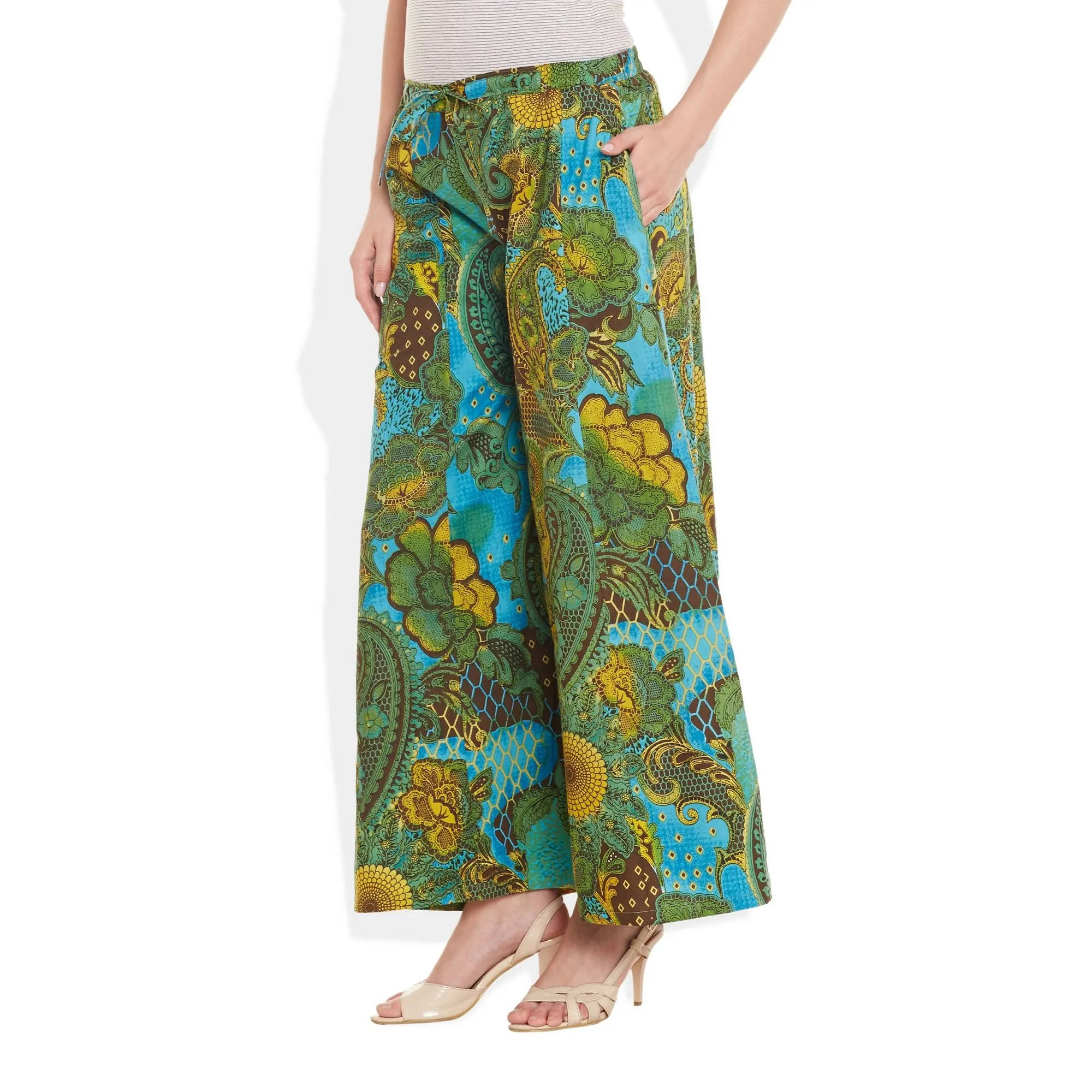 Cotton Printed Palazzo Pants For Women Indian,Small,W-CPLZS-2729