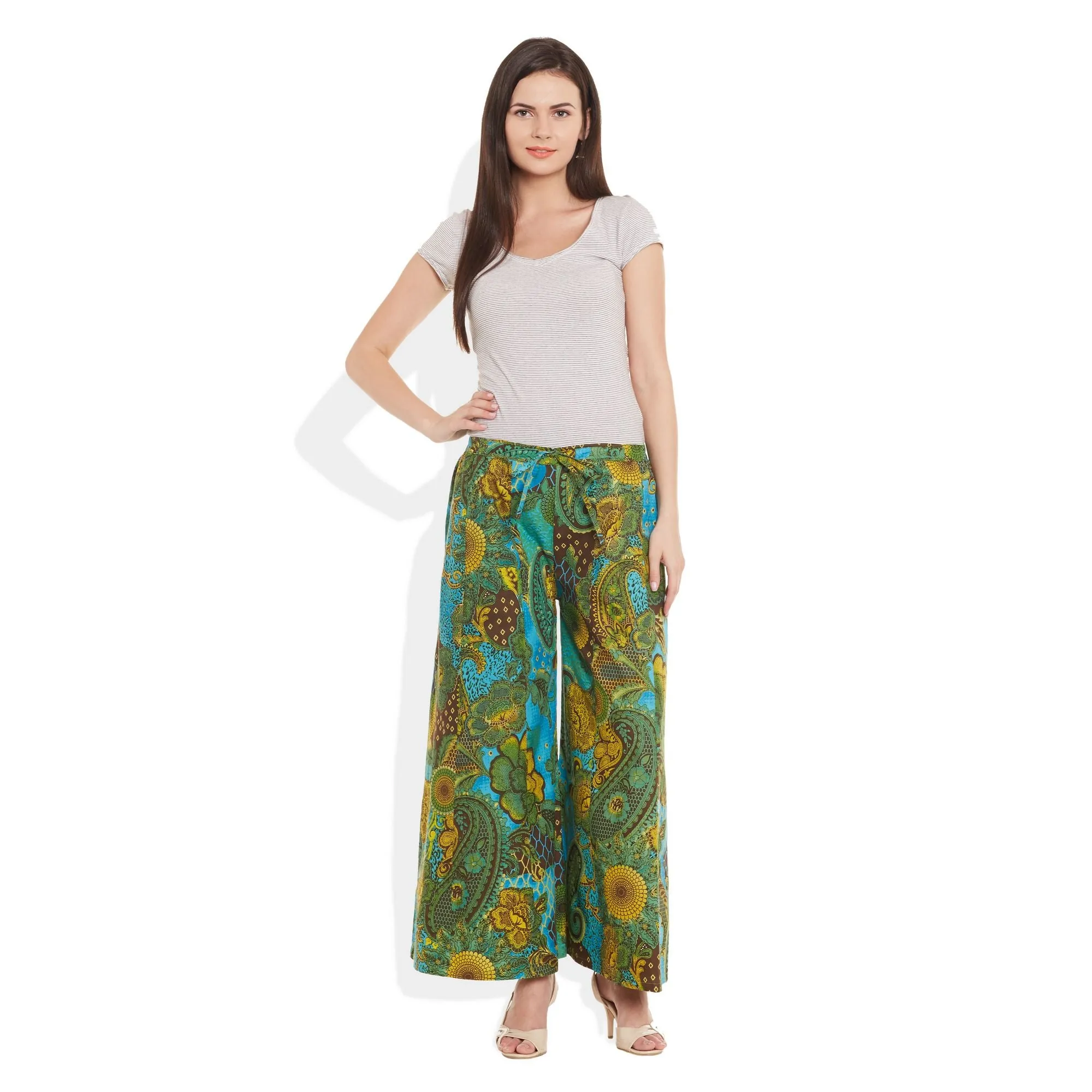 Cotton Printed Palazzo Pants For Women Indian,Small,W-CPLZS-2729