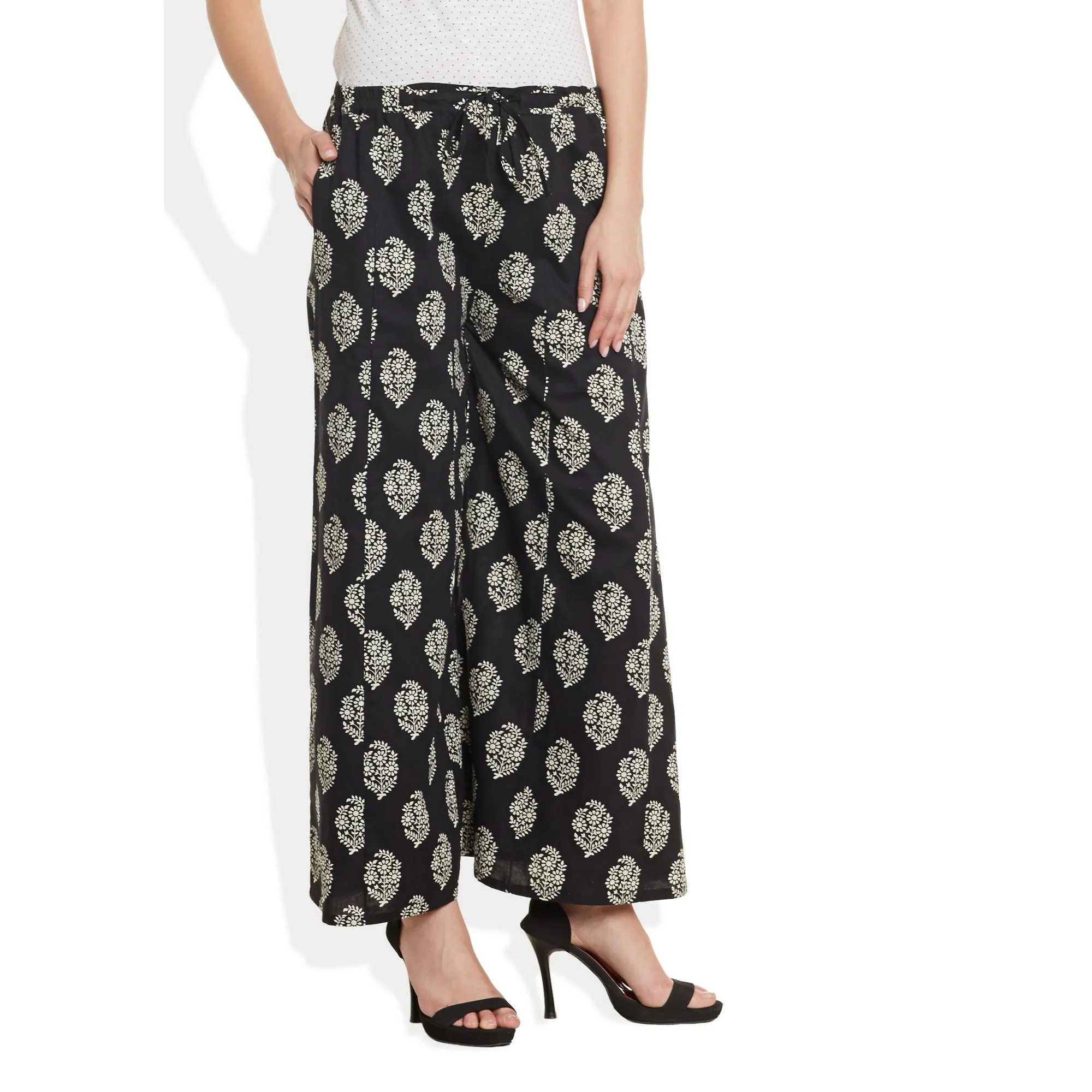 Cotton Printed Palazzo Pants For Women Indian,X-Large,W-CPLZXL-2716