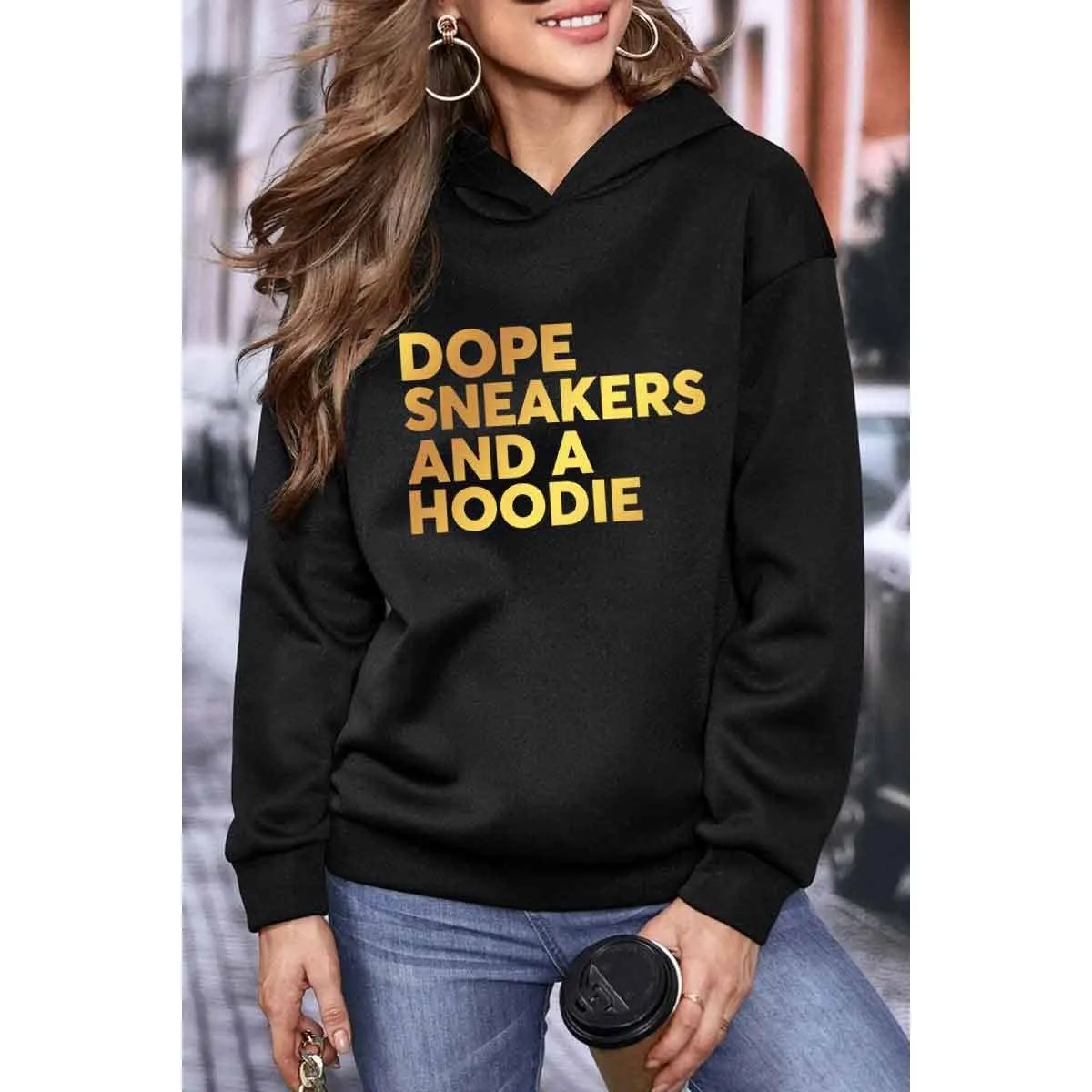 DOPE SNEAKERS AND A HOODIE FOIL GRAPHIC WOMEN HOODIE