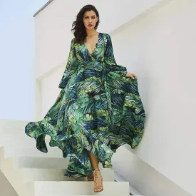 FashionSierra - Summer Women Boho Floral V-Neck Long Maxi Dress