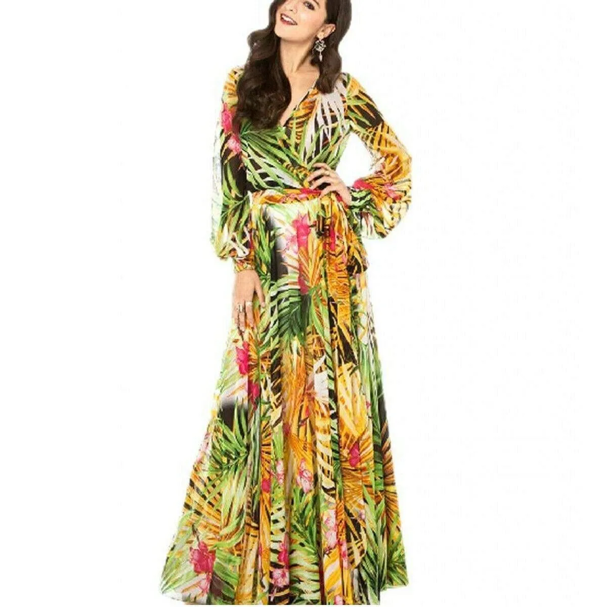 FashionSierra - Summer Women Boho Floral V-Neck Long Maxi Dress