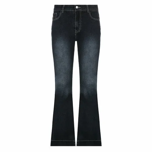 Flare Jeans Women's Low Waist Trousers Vintage Aesthetic Denim Pants