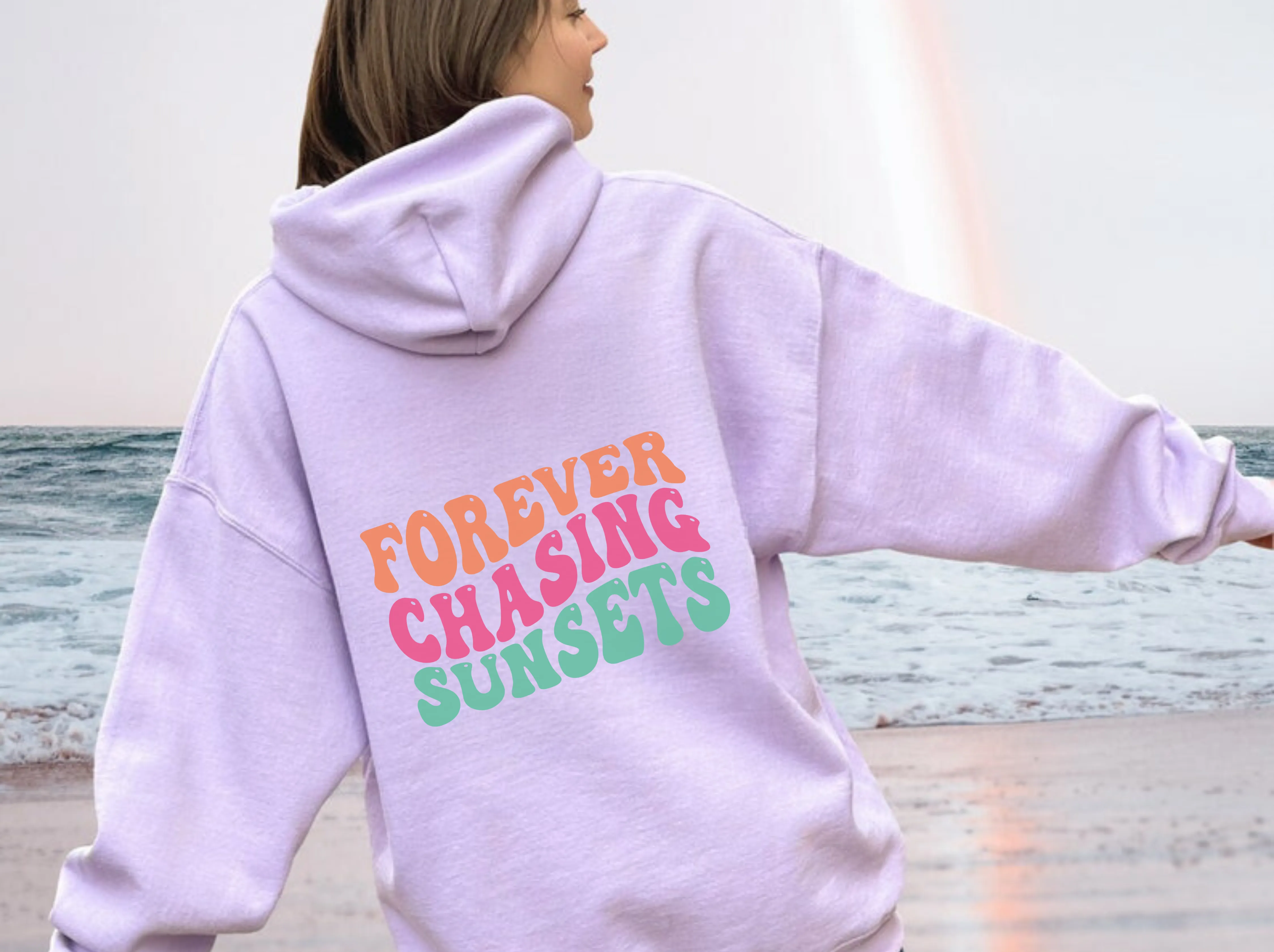 Forever Chasing Sunsets | Trendy Oversized Beach Hoodie