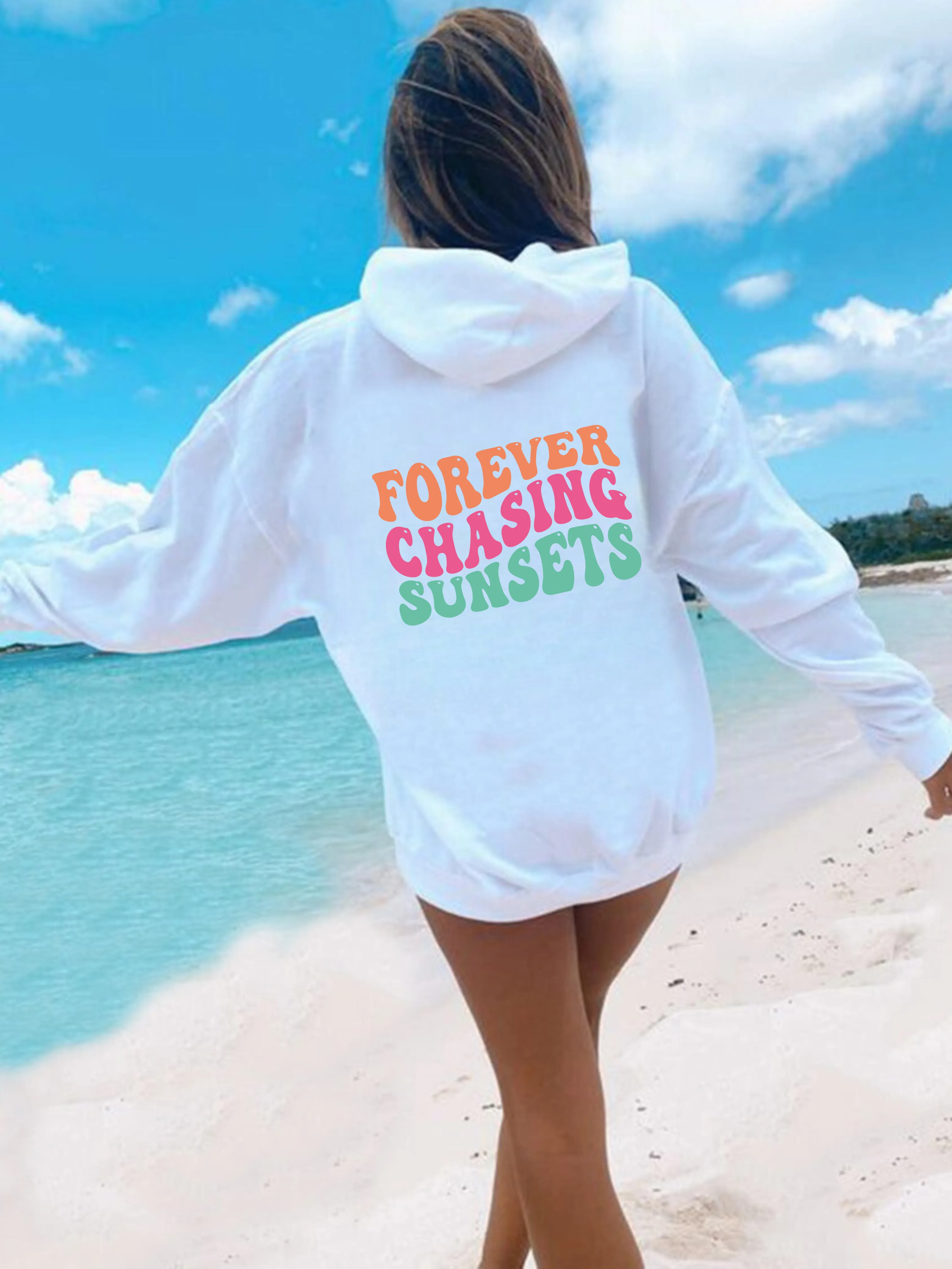 Forever Chasing Sunsets | Trendy Oversized Beach Hoodie