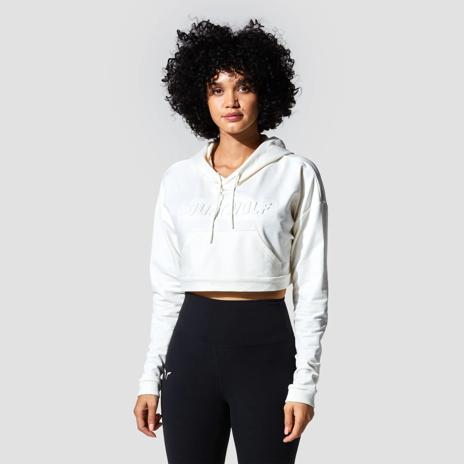 Graphic Wordmark Crop Hoodie - Star White