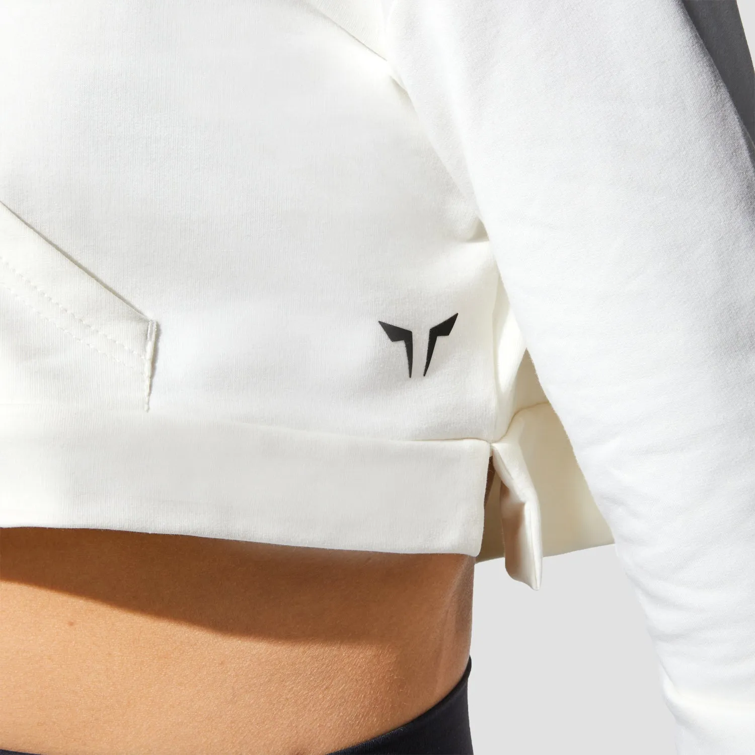 Graphic Wordmark Crop Hoodie - Star White