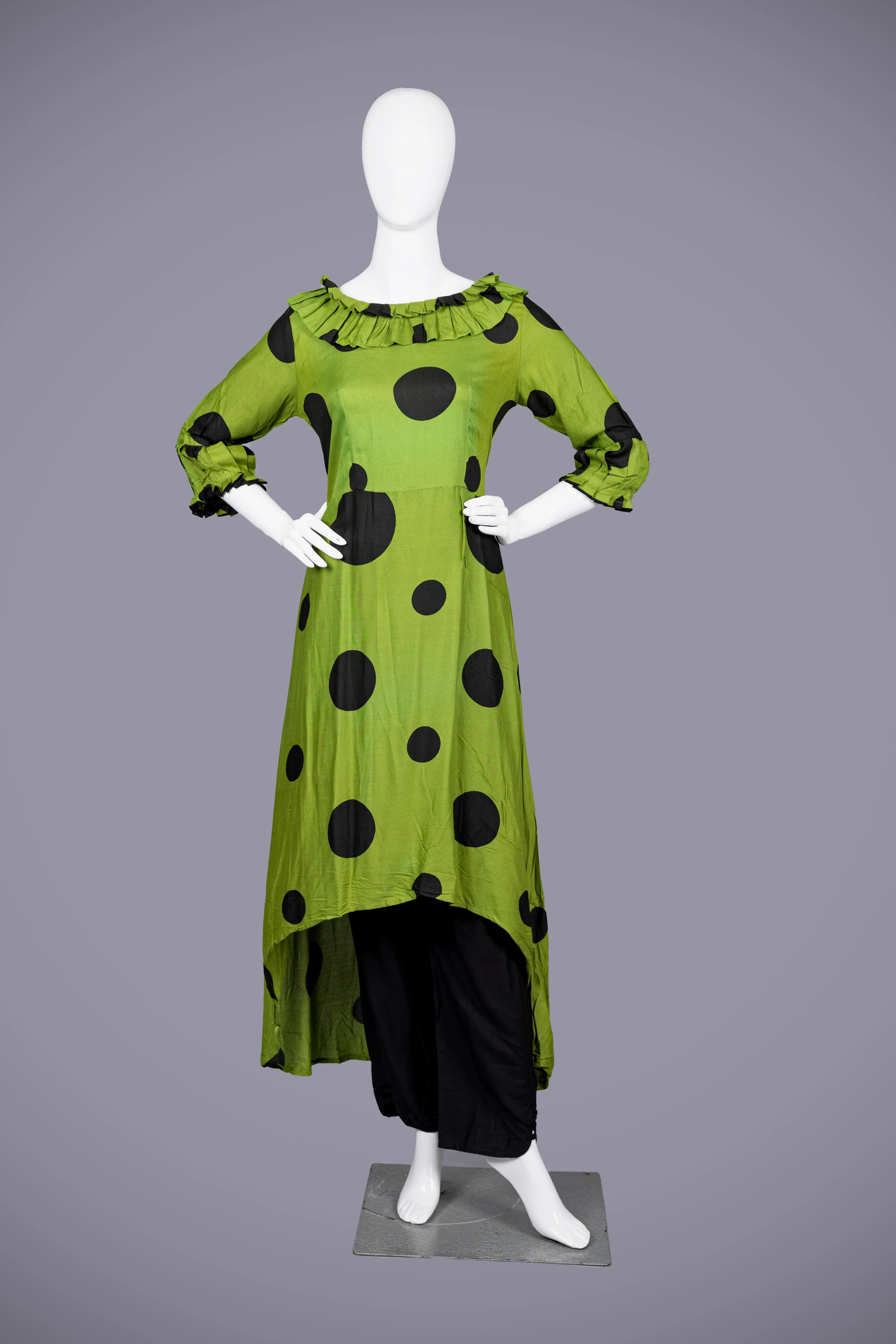 Green Rayon Silk Kurti Plazo for Women